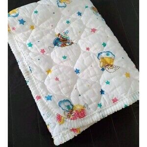 Vtg Brushcreek Creative Baby Crib Coverlet Comforter Quilted Teddy Bear Balloons